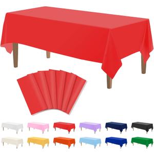 Kopokita 6PCS Red Plastic Tablecloths 54 x 108 Inch, Disposable Table Cloths Rectangle Party Table Covers