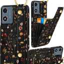 Petitian for Moto G Play 2024 Case with Wallet - Women Girls Cute Girly Aesthetic Unique Design Leather Credit Card Holder Cardholder Stand Wristband for Motorola G Play 2024, Grow Flower