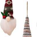 Christmas Gnome Plush Decoration, 13.7 inch Lighted Swedish Tomte, Holiday Indoor Tabletop Ornament (White & Brown)