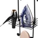 Ironing Board Holder Wall Mount with Hair Dryer Holder,Ironing Board Hanger,Iron Board Hanger Wall Mount,Over The Door Ironing Board and Iron Holder,Iron Hangers Wall MountBlack