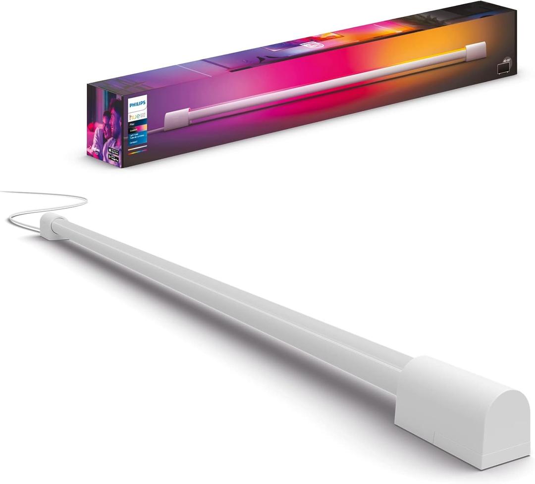 Philips Hue Compact Smart Light Tube, White - White and Color Ambiance LED Color-Changing Light - 1 Pack - Sync with TV, Music, and Gaming - Requires Bridge and Sync Box - Control with App or Voice (White)