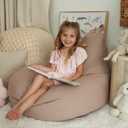 ZICOTO Stuffed Animal Storage Bean Bag Chair Cover for Kids - Easily Turn Plushie Toys into a Comfy Toddler Chair - Durable Lounge Stuffie Bag for Playroom, Living Room or Nursery Decor - Cover Only (Beige)