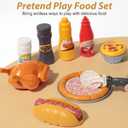 80 Pcs Pretend Play Food Toy for Kids Kitchen Aged 3 4 5, Fast Food Set with Storage Bucket, Pizza, Burger, Ice Cream, Hot Dog, Educational Birthday Toy Gift for Boys Girls