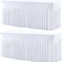 Besutolife 2 Pack White Spandex Tablecloth for 6ft Rectangle Tables Fitted Table Cloth Stretch Table Covers Skirt 6ft Rectangular Tablecloths for Banquet Parties Wedding Decorations