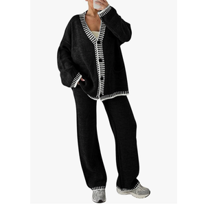Pretty Garden Womens 2 Piece Cardigan Sweater Set Casual Long Sleeve Outfits V Neck Button Down Cardigan Sweater and Pants