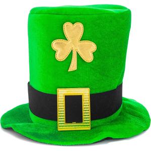 St Patrick's Day Hat Irish Shamrock Top Hats Green Velvet Top Hat Funny Party Costume Hair Accessories for Men Women