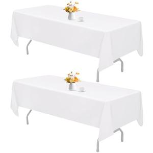 HAISIWLKJ 2 Pack 90 x 132 Inch White Rectangle Tablecloths for 6 or 8 Foot Table, Washable Reusable Outdoor Decorative Table Cover for Dining, Buffet, Camping, Baby Shower, Party HAISIWLKJ 2 Pack 90 x 132 Inch White Rectangle Tablecloths for 6 or 8 Foot Table, Washable Reusable Outdoor Decorative Table Cover for Dining, Buffet, Camping, Baby Shower, Party