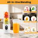 Portable Blender, Personal Blender for Shakes and Smoothies, Portable Juicer with 16 Blades, Small Mini Juicer with Extra Handle Lid for Travel, Sport, Office, Camping and Outgoing (16.9 oz)