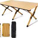 Rollingsurfer Folding Camping Table, Lightweight Roll-Up Table Aluminum Low Portable Picnic Table with Easy Carrying Bag for Outdoor, Beach, Picnic, Backyards, BBQ and Party, 45.2"L x 23.6"W x 17.3"H