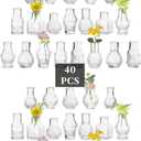 Glasseam Small Bud Vases for Centerpieces: 40PCS Mini Clear Glass Vase Set for Flowers Decor Wedding Party Baby Shower Dining Table Decorations Centerpiece