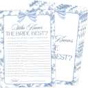 Something Blue Before I Do Who Knows The Bride Best Bridal Shower Game, Pack of 30 Game Cards, Vintage Bridal Shower Decorations, Wedding Engagement Decor, Bachelorette Party Supplies - KR19