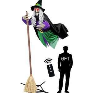 Halloween Decorations Outdoor - 11.5 Ft Flying Witch Halloween Animatronics
Witch Halloween Decor with Sound & Touch Activated Sensor, Animated Hovering Witch for Home Garden Yard Lawn Party Decoration