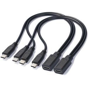 USB C Splitter 1 in 2 Out Charging Cable (2pack) 1 Feet USB C 1 Female to 2 Male Y Splitter Extension Charging Cable Supports Data Transfer and Charging for iPhone 17/16,iPad, Galaxy and More