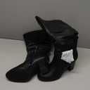 FZ-Safety-52 Women's Round Toe Chunky Heel Full Zipper Buckles Mid Calf Boots Shoes, Size:6
