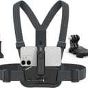 Phone Chest Mount Harness Holder Mobile Phone Strap Clip Compatible with iPhone Samsung GoPro 13/12/11/10/9/8 DJI Osmo and Most Cell Phones Action Cameras POV/VLOG