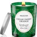 M&SENSE Cedarwood Orange Christmas Candle, Cracking Wooden Wick Soy Wax, 18oz 100 Hours Long Lasting Clean Burn, Large Fall Candles for Home Scented, Winter Holiday Aromatherapy Gifts for Women