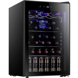 Antarctic Star 36 Bottle Wine Cooler/Cabinet BeverageRefrigerator Small Mini Wine Cellar Beer Soda Bar Fridge Quiet Operation Compressor Adjust Temperature Freestanding Black, 4.4 Cu. ft