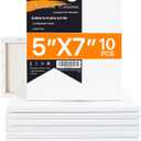 CONDA Stretched Canvas for Painting, 5x7 inch 10 Pack of Canvas, Primed, 100% Cotton 5/8 Inch Profile Value Bulk Pack for Acrylics, Oils Painting