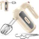 Hand Mixer Electric, 5-Speed Small Handheld Mixer, 2* (Dough Hooks & Beaters) Food Blender, Kitchen Blender for Baking, Cream, Cookies, 304 Dishwasher Safe
