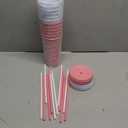 Pickmesh 12 Pcs 24 oz Valentine's Day Pink Bow Plastic Cups with Lids and Straws Coquette Galentines Party Supplies Pink Bow Reusable Tumbler Bulk for Galentines Bachelorette Birthday Party Decoration