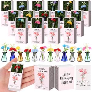 36 Sets Mother's Day Bulk Gifts for Women Teacher Nurse Appreciation Positive Mini Bud Vases with Flower Office Desk Decor Mini Box Breathing Thank You Gifts for Graduation Coworker Staff (Mix Color)