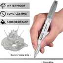 Silver Metallic Permanent Markers, 24 Pack Silver Metallic Marker Pens for Artist Illustration, Industrial Marking, DIY Crafts, Gift Card Making