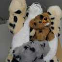 Silipull 5 Pcs Cheetah Stuffed Animals Set Large Mommy Cheetah Plush with 4 Soft Cuddly Baby Cubs in Her Tummy for Boys Girls Birthday Graduation Gifts Forest Party Decors (Lying Style)