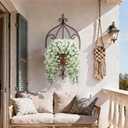 Artificial Hanging Flowers for Outdoors, 4 PCS 600 Blooms UV Resistant Morning Glory Faux Silk Vines, No-Odor Realistic Fake Plants for Garden Planter Porch Patio Decoration, White