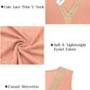 VISLILY Women's-Plus-Size-Summer-Tank-Tops Lace Trim Deep V Neck Shirts Cute Sleeveless Tunics Trendy Eyelet Blouses XL-5XL (Orange, XXL)