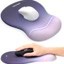 TECKNET Ergonomic Mouse Pad with Wrist Rest, Memory Foam Mousepad with Wrist Support, Smooth Surface, Middle Concave & Non-Slip Base for Laptop/PC, Pain Relief for Home Office Gaming, Gradient Blue (10.6L x 7.9W inches)