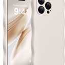 SuydanBox Magnetic for iPhone 15 Pro Max Case, [Full Camera Protection][Compatible with MagSafe] Cute Wave Frame Silicone Shockproof Protective Phone Case for iPhone 15 Pro Max 6.7", Stone