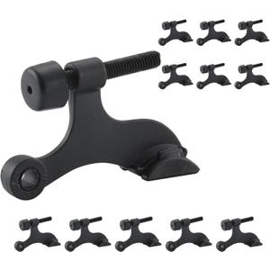 HOME MASTER HARDWARE Hinge Pin Door Stopper, 12 Pack Matte Black Adjustable Heavy Duty Door Stop with Cushioned Plastics Bumper Tips for Durable Use