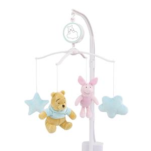 Disney Winnie The Pooh Hello Sunshine Nursery Musical Mobile with Plush Winnie The Pooh, Piglet & Aqua Cloud & Stars, Aqua, Yellow, Pink