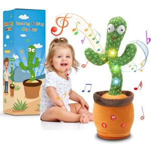 Christmas Dancing Talking Cactus Toy with Adjustbale Volume, Baby Toys Stocking Stuffers Boys Girls Funny Gifts, Interactive Mimicking Repeating Singing, Light Up Toys 6-12 12-18 Months with Songs