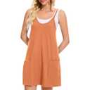 HanaHola Women Tennis Workout Romper Mini Dress Summer Sleeveless Spaghetti Strap Athletic Sports Dress with Shorts(Orange, Medium) (M)