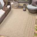 RUGGERRUGS Berry Easy Jute Indoor Outdoor Rug, 4x6 Neutral Bordered Jute Look, Weather Resistant, Easy Care, Lightweight Outdoor Farmhouse Carpet for Patio, Porch, Living Room (4' x 6', Natural)