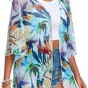 RELLECIGA Beach Cover Up for Women Swimsuit Kimono Cardigans Loose Casual Bathing Suit Coverups (Large, Leaf Print)