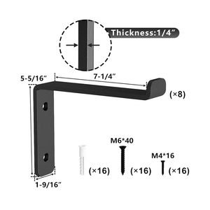 skysen Heavy Duty 7.25" Floating Shelf Brackets Support, Set of 8, Wall Mounted 1/4" Thickness, Matt Black ,Decorative Shelves (Shelf Bracket-7.25"-8)