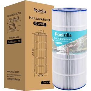 Poolzilla 1-Pack Replacement for Pool Filter PA150S, Hayward SwimClear C150S, CX150XRE, CS150E, Unicel C-9441, Spa-Daddy SD-01333 - Filter Cartridge - 150 sq.ft