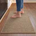 Kitchen Rugs and Mat Non Slip Washable, Super Absorbent Kitchen Mats for Floor, Rubber Backing Soft Braided Standing Kitchen Sink Mat Kitchen Runner, Front of Sink, Easy Clean, Khaki 17"x30"