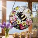 Stained Glass Window Hanging, 8 Inch Bee Stained Glass Ornament, Suncatchers for Windows Hanging, Window Decor, Gift for Garden Lover, Teacher Gift, Holiday, Birthday Gifts for Women Mom and Grandma