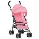 Dream On Me Rover Convenience Baby Stroller – Lightweight & Compact Travel Umbrella Stroller, Quick One-Hand Fold, Lockable Rear Wheels, Adjustable Canopy, 3-Point Safety Harness & Cup Holder - Pink