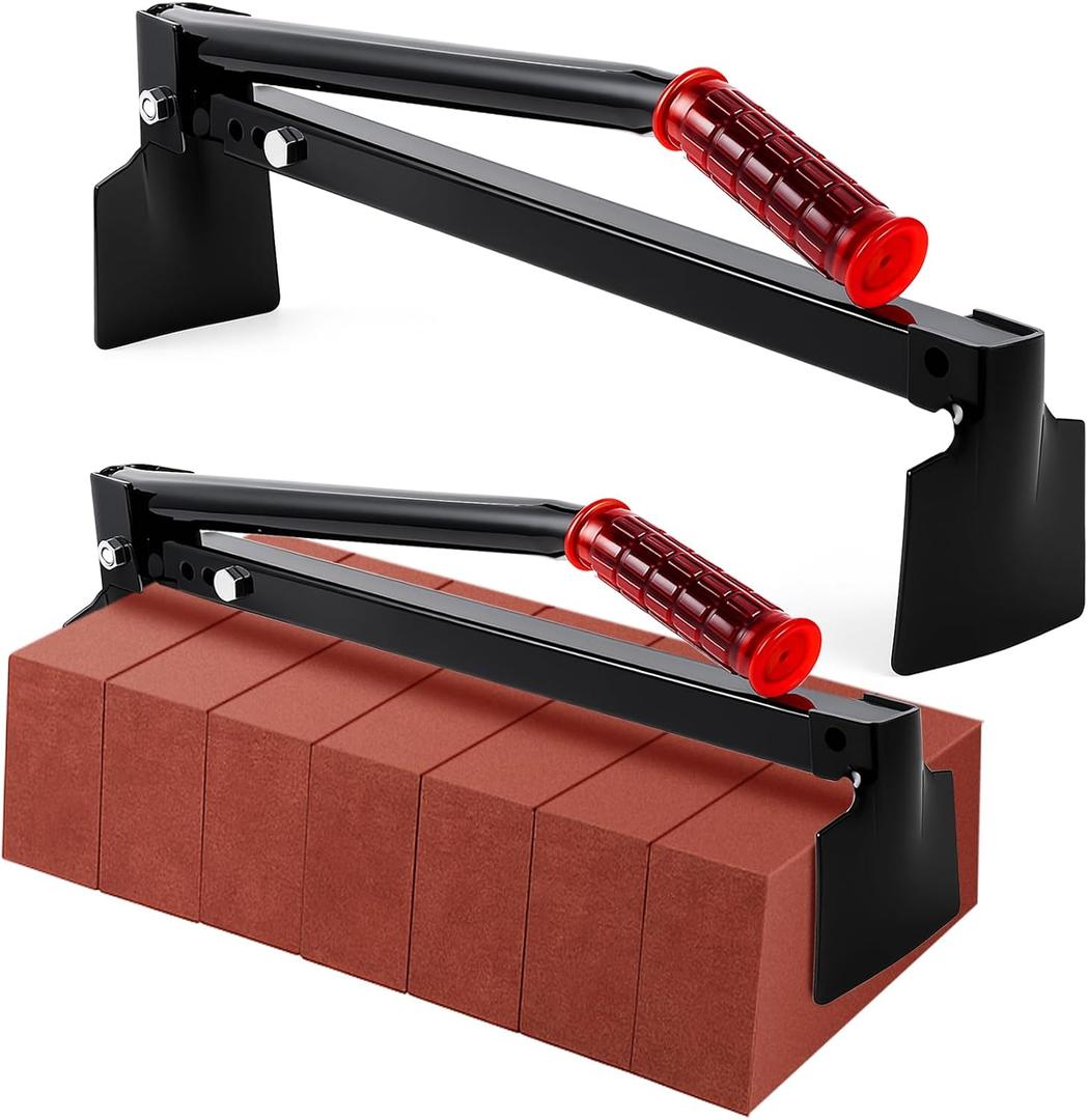 Lothee 2 Pack Brick Tongs Adjustable Heavy Duty Bricks Lifting Tools with Plastic Handle Paver Tools, Carry 6 to 10 Bricks