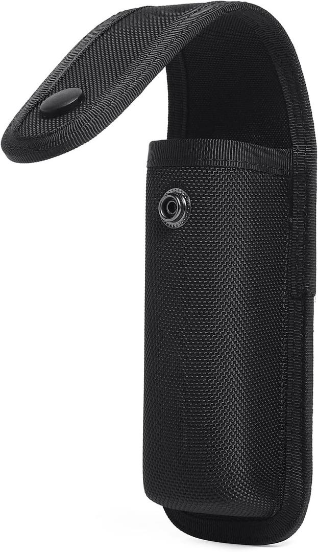 TACNEX OC/Mace Spray Holster for Duty Belt Pepper Spray Pouch MK3 MK4 Canister Holder for MOLLE Vest 1.5" Tactical Flashlight Nylon Case Torch Carrier w/Top Snap Flap for Police Security LE Military