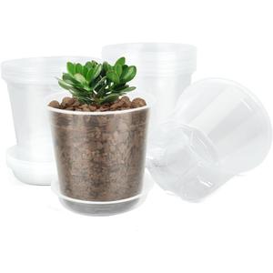 20 Pack 7 Inch Clear Nursery Pots,Plastic Transparent Plant Pot with Drainage Holes and Saucers,Plant Pot Seed Starter Pots for Succulents (7 Inch)