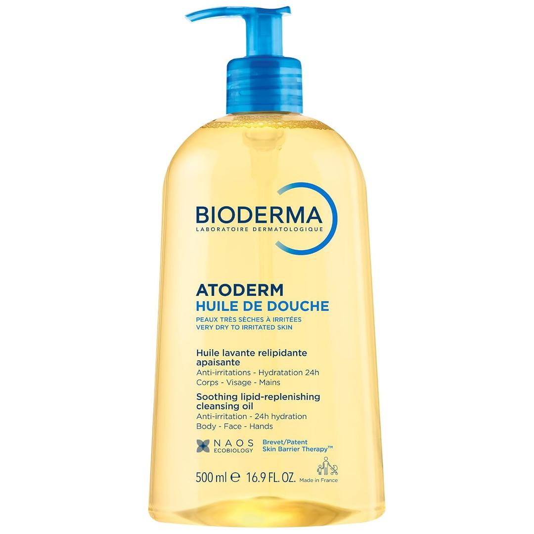 Bioderma Atoderm Shower Oil, Cleansing Oil For Face & Body, Nourishing Cleansing Oil For Dry to Atopic Sensitive Skin For Softer & Smooth Skin For Your Whole Family 500ml