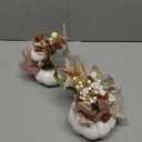 Lvydec 2 Pack Artificial Pumpkins with White Maple Leaves and Berries, Fall Pumpkin Decoration for Table Centerpiece,Thanksgiving and Home Decor