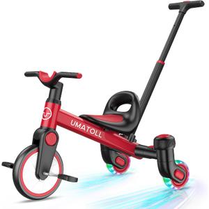 Umatoll 3 in 1 Push Toddler Tricycle for 1.5-5 Boy Girl Gift, Drift Trike, Small