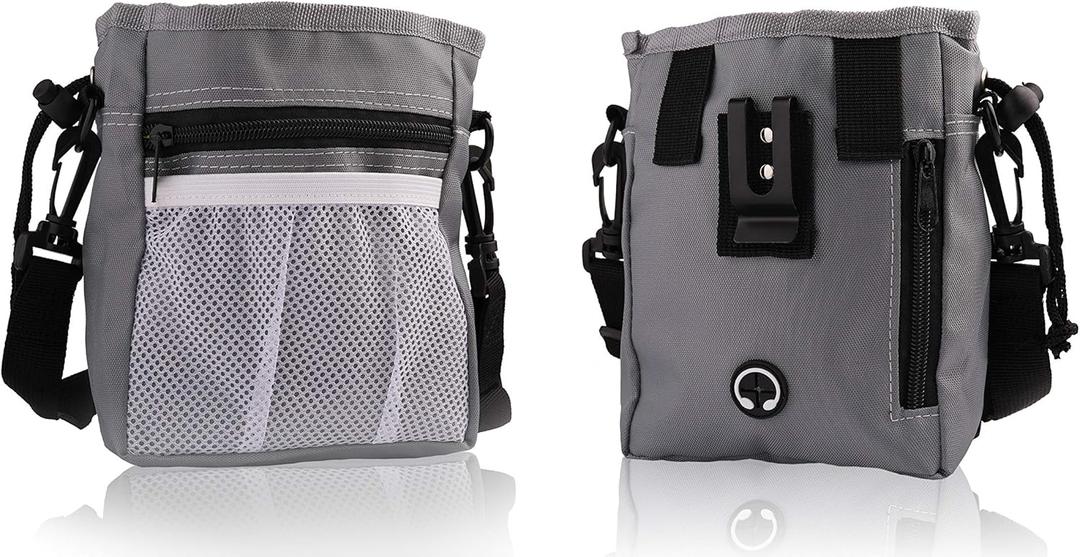 Pets First Dog Treat Training Pouch - Treat Bag for Kibble, Food, Toys, Accessories with Built-in Poop Bag Dispenser - Holder for Small, Medium & Large Dogs & Puppies with Multiple Ways to Wear