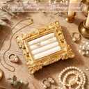 Liliaafar Vintage Ring Holder Wide Gold Ring Wedding Display Suede Jewelry Box Stand Frame Earring Tray Anniversary Engagement Baroque Organizer Photograph Prop for Women Birthday Gifts